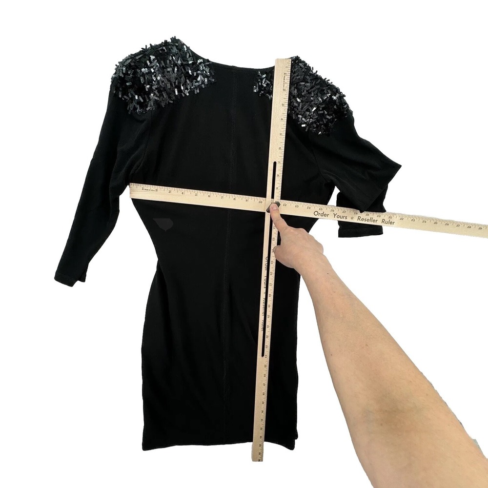 Calvin Klein Dress Womens Size 2 Black 3/4 Sleeve Knee Sequin Embellished - Picture 3 of 4